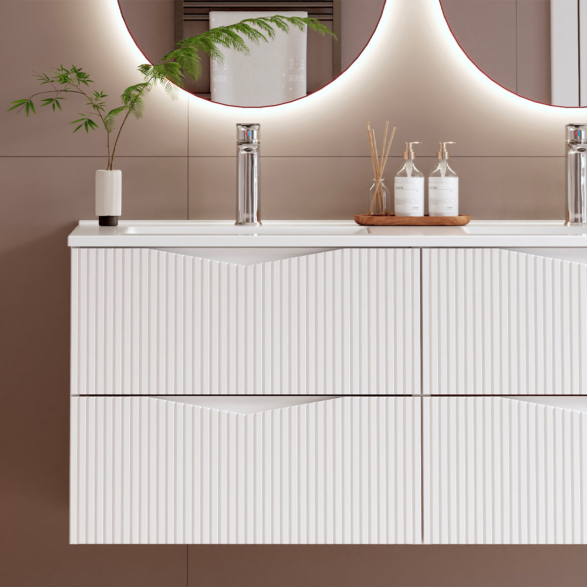 Meuble double vasque encastrée 120cm Tao Blanc - vue 4