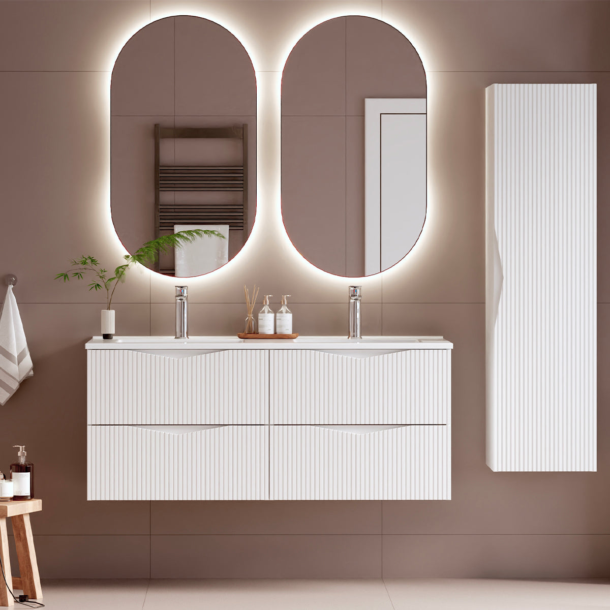 Meuble double vasque encastrée 120cm Tao Blanc - vue 5