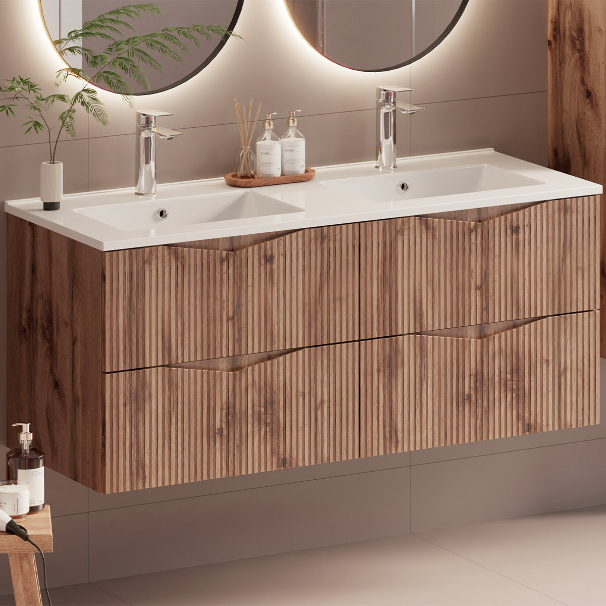 Meuble double vasque encastrée 120cm Tao Bois - vue 3