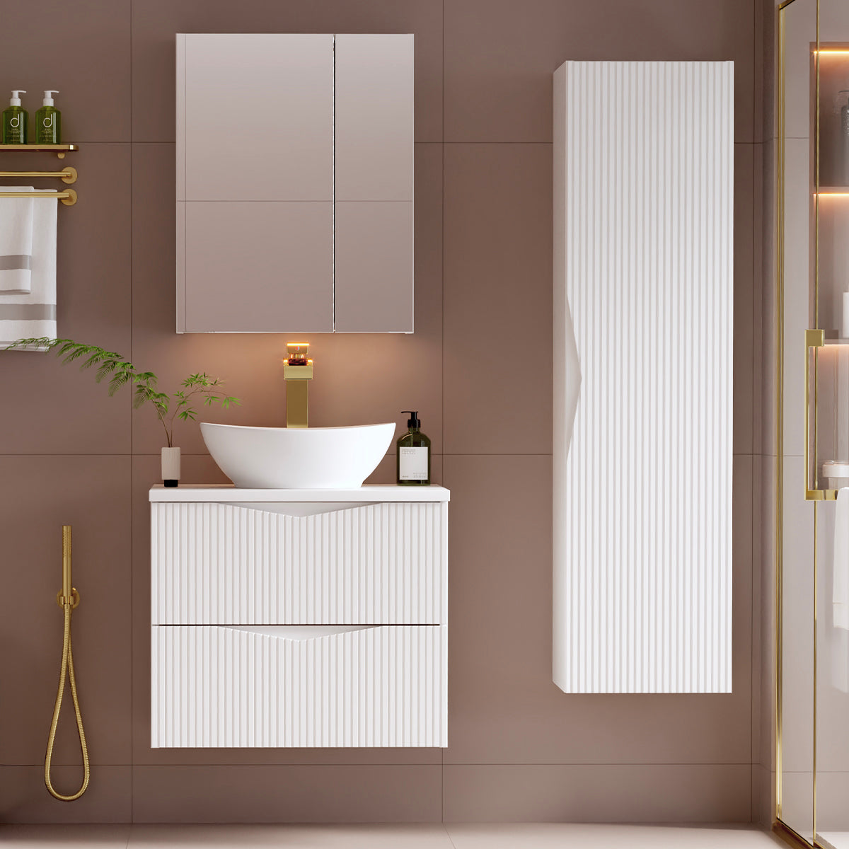 Meuble simple vasque 60cm Tao Blanc - vue 5