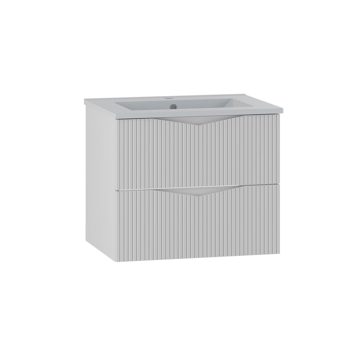 Ensemble meuble simple vasque encastrée 60cm et colonne Tao Blanc - vue 3