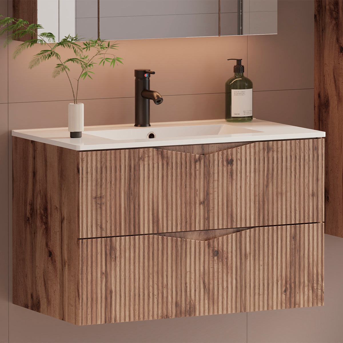 Meuble simple vasque encastrée 80cm Tao Bois - vue 3