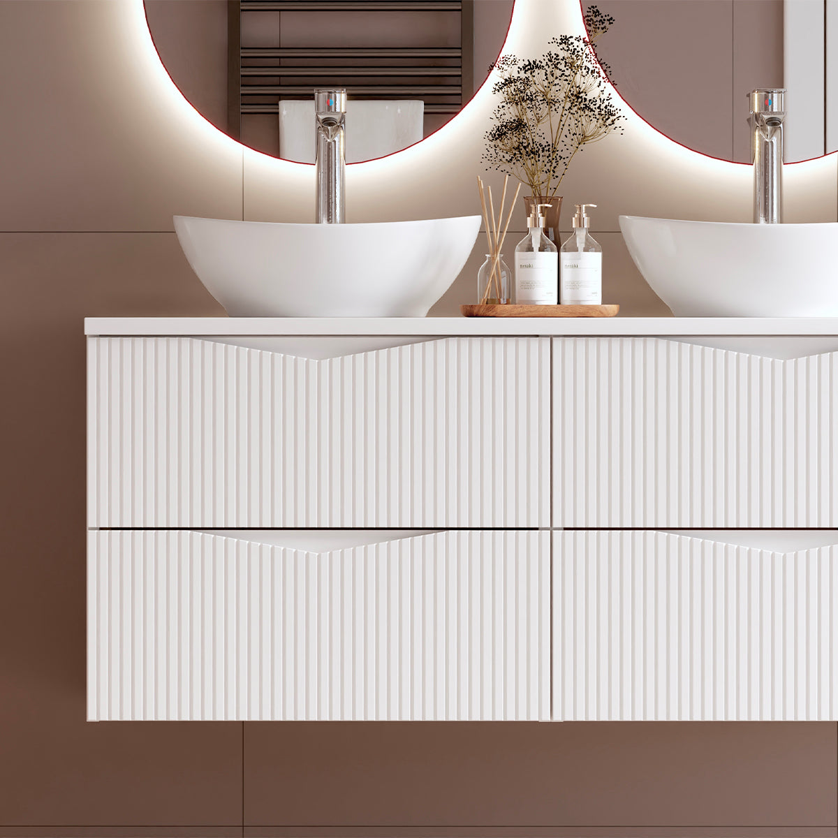 Meuble sous-vasque 120cm plan de toilette Tao Blanc - vue 4