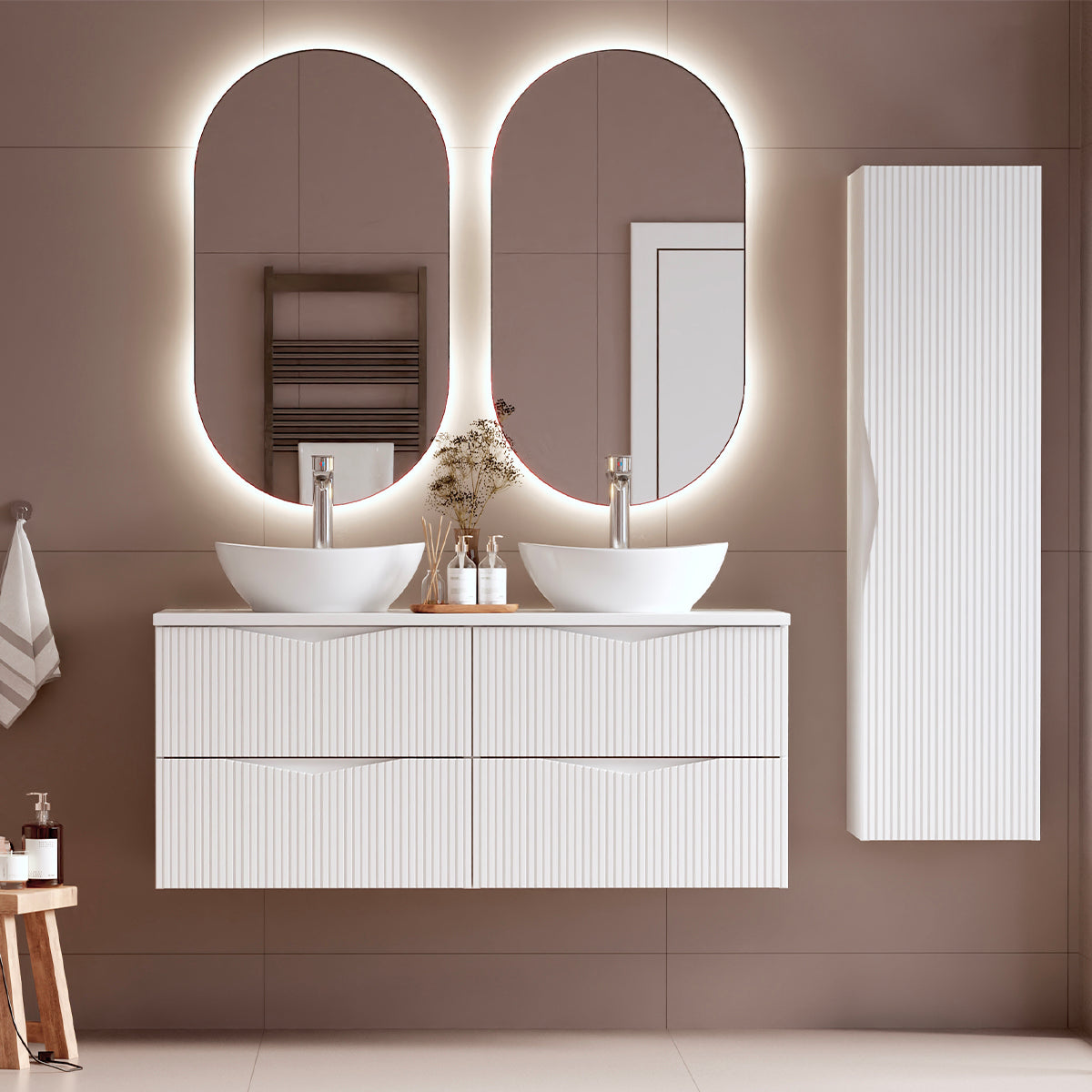 Meuble sous-vasque 120cm plan de toilette Tao Blanc - vue 6