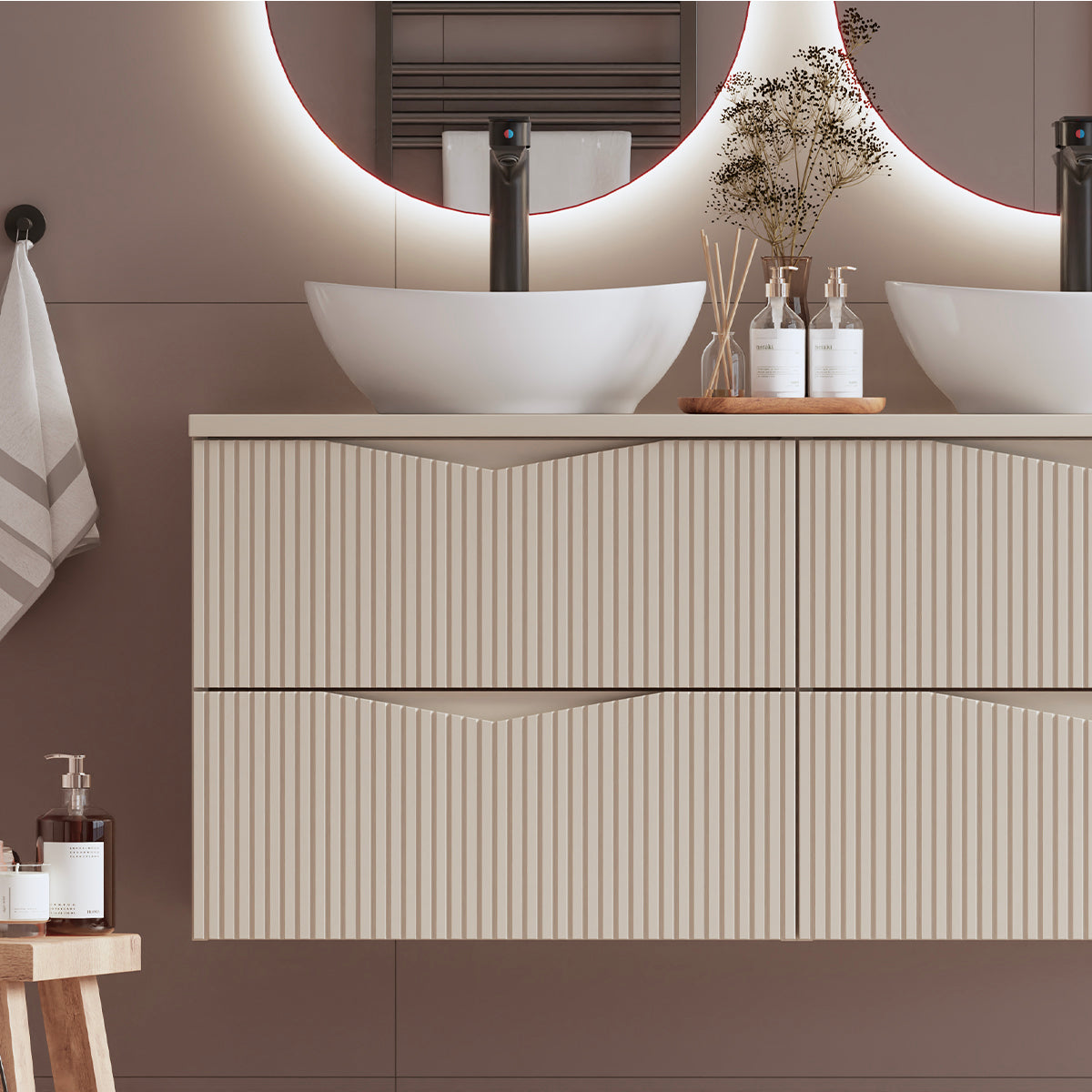Meuble sous-vasque 120cm plan de toilette Tao Cachemire - vue 3