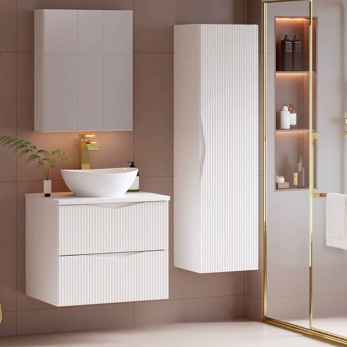 Meuble sous-vasque 60cm plan de toilette Tao Blanc - vue 3
