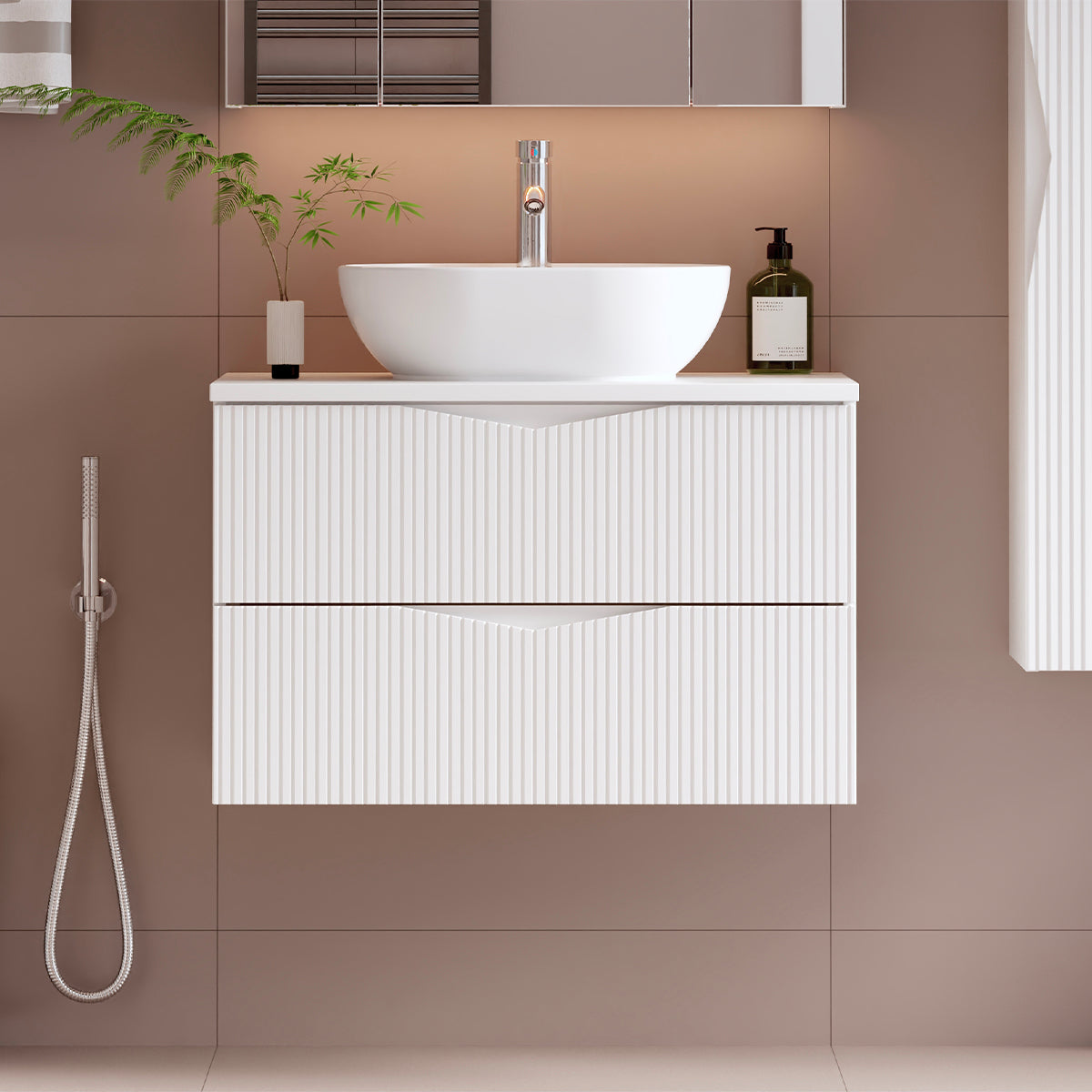 Meuble sous-vasque 80cm plan de toilette Tao Blanc - vue 4