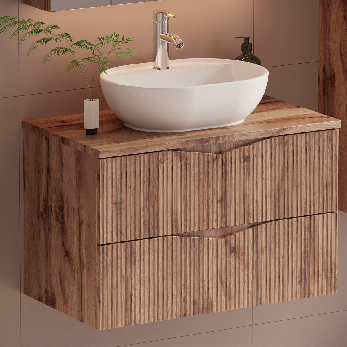 Meuble sous-vasque 80cm plan de toilette Tao Bois - vue 3