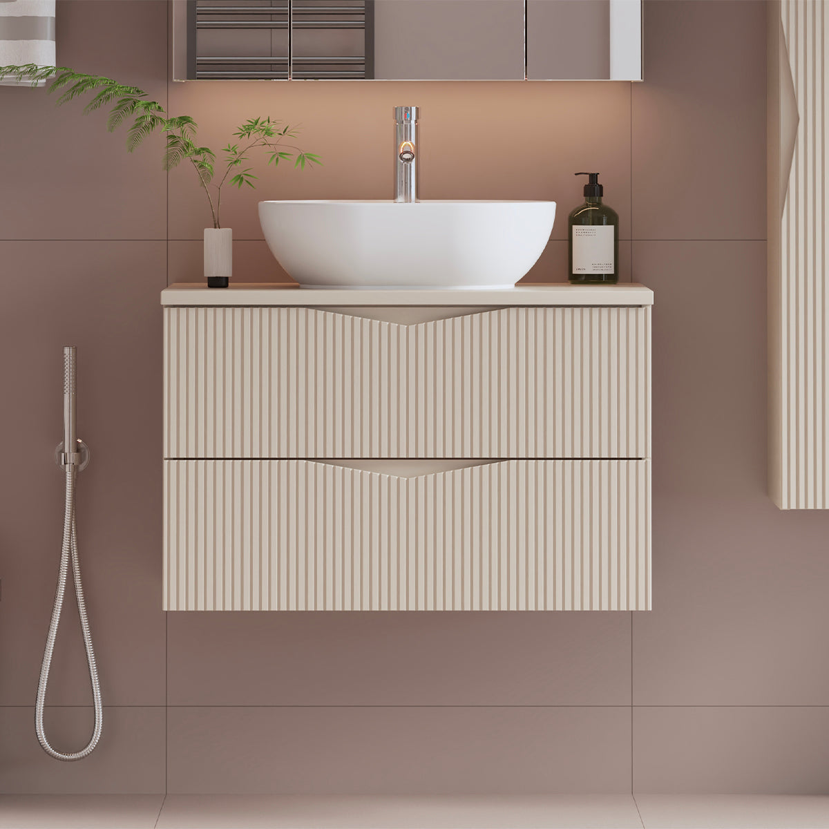 Meuble sous-vasque 80cm plan de toilette Tao Cachemire - vue 4