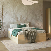 Lit 160x200 sommier et LED inclus Téana Bois et Beige - vue 2