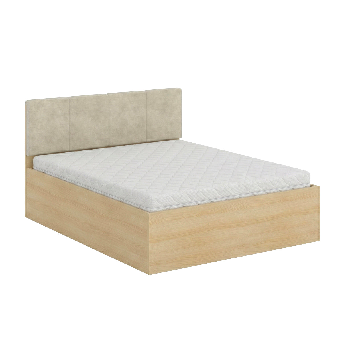 Lit 160x200 sommier et LED inclus Téana Bois et Beige