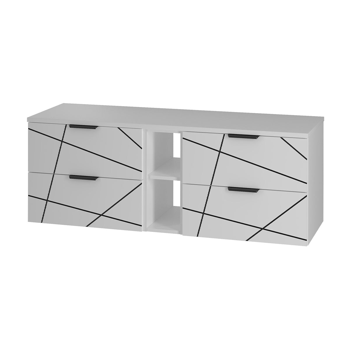 Meuble sous-vasque 140cm 2 niches plan de toilette Teren Blanc