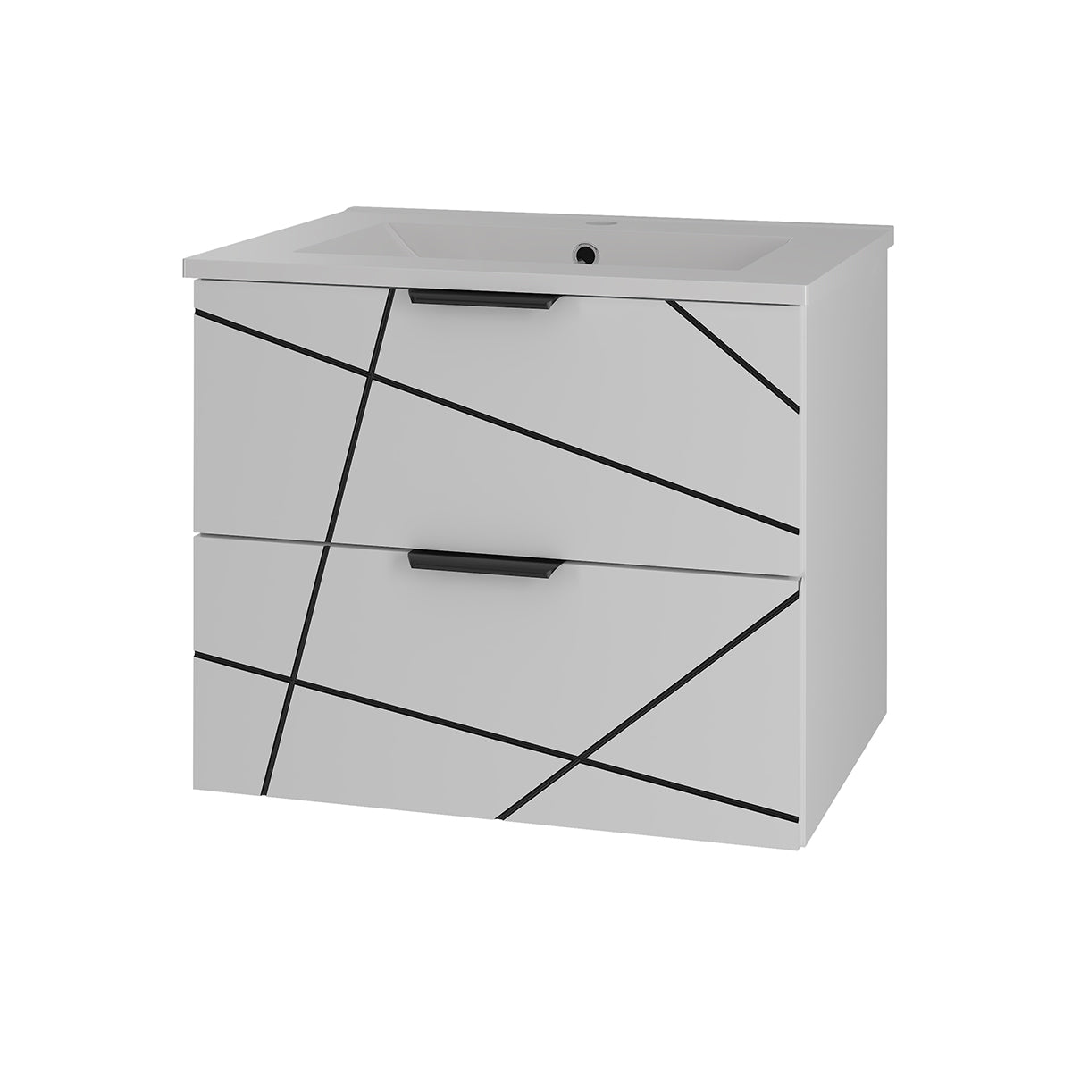 Meuble simple vasque encastrée 60cm Teren Blanc