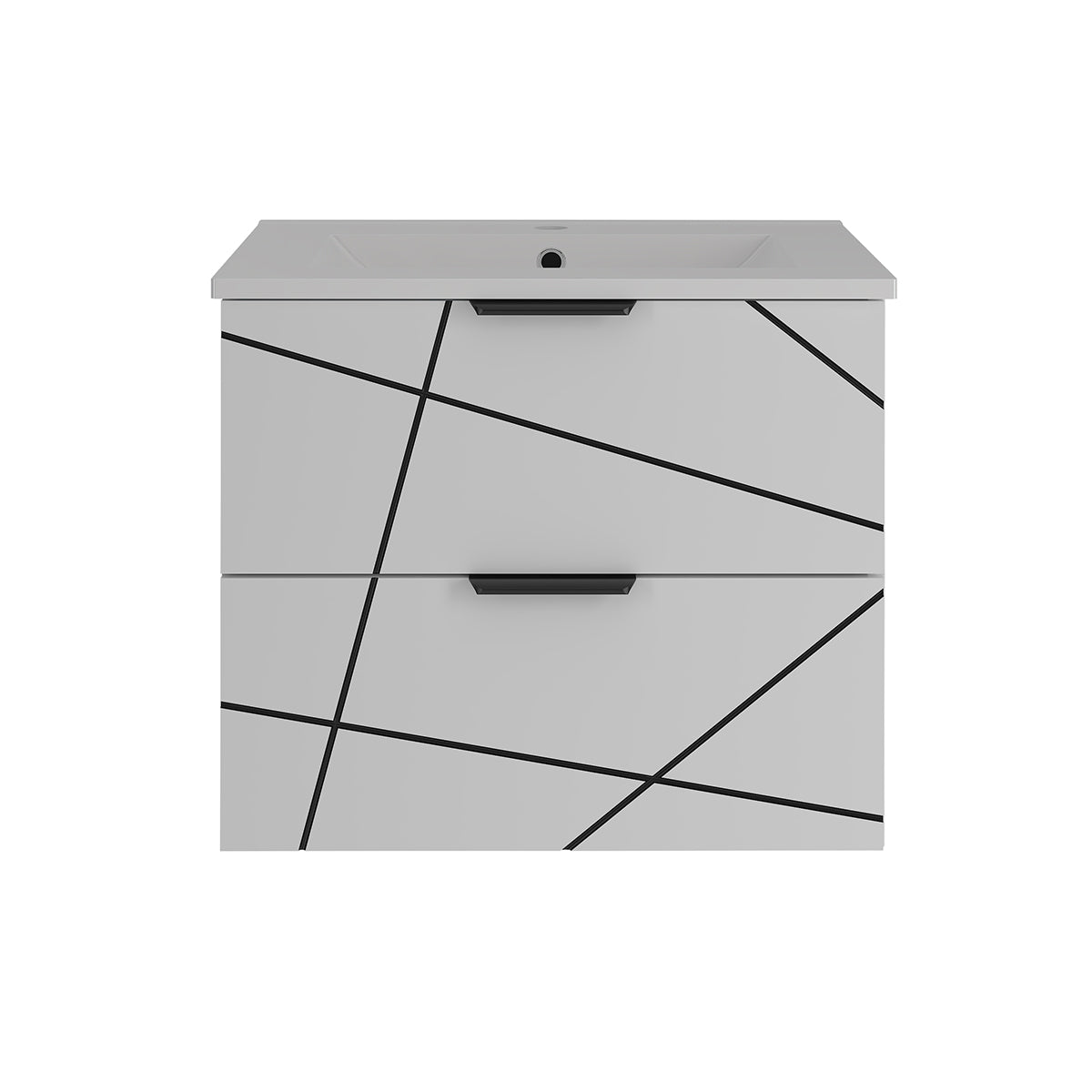 Meuble simple vasque encastrée 60cm Teren Blanc - vue 3