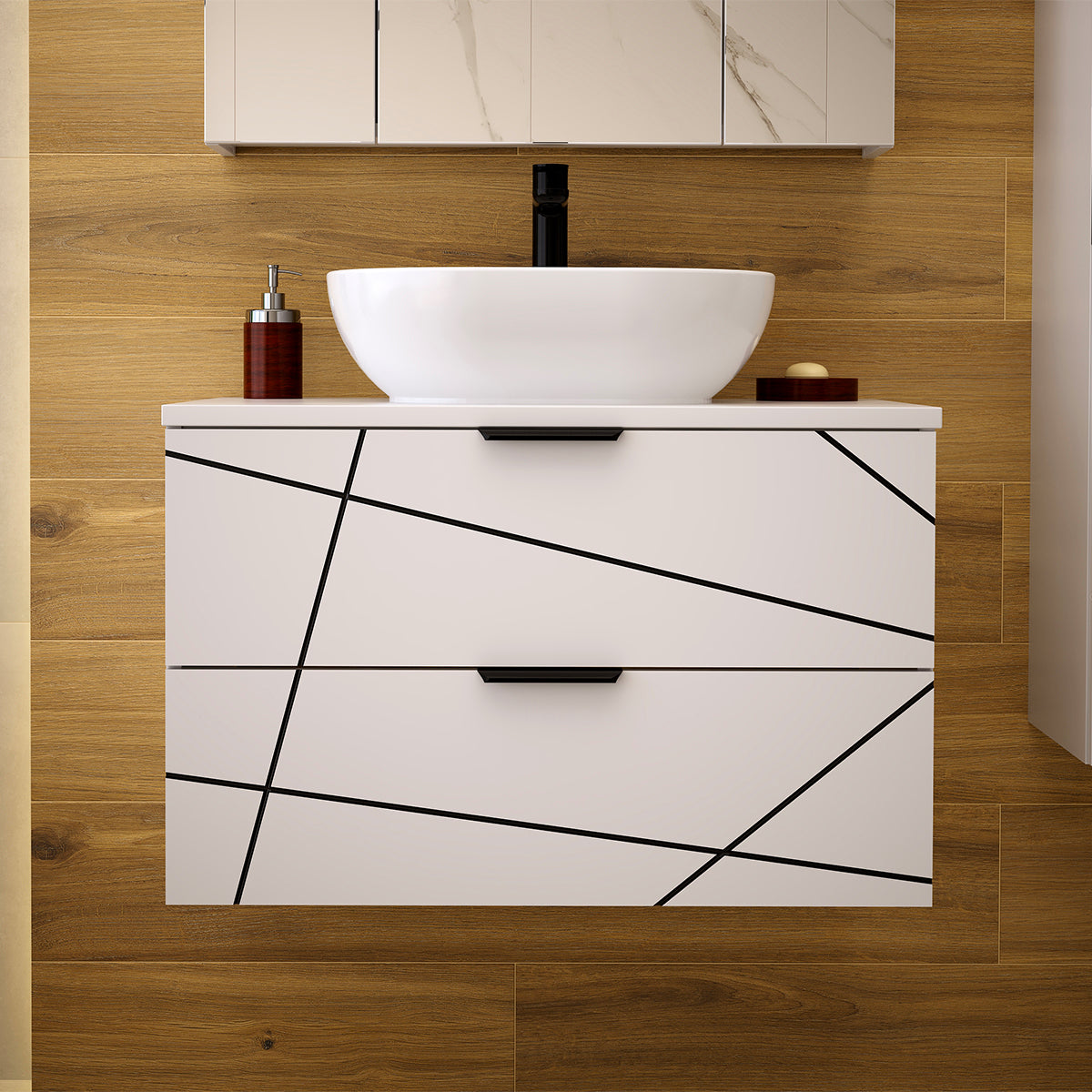 Meuble simple vasque 80cm Teren Blanc - vue 7