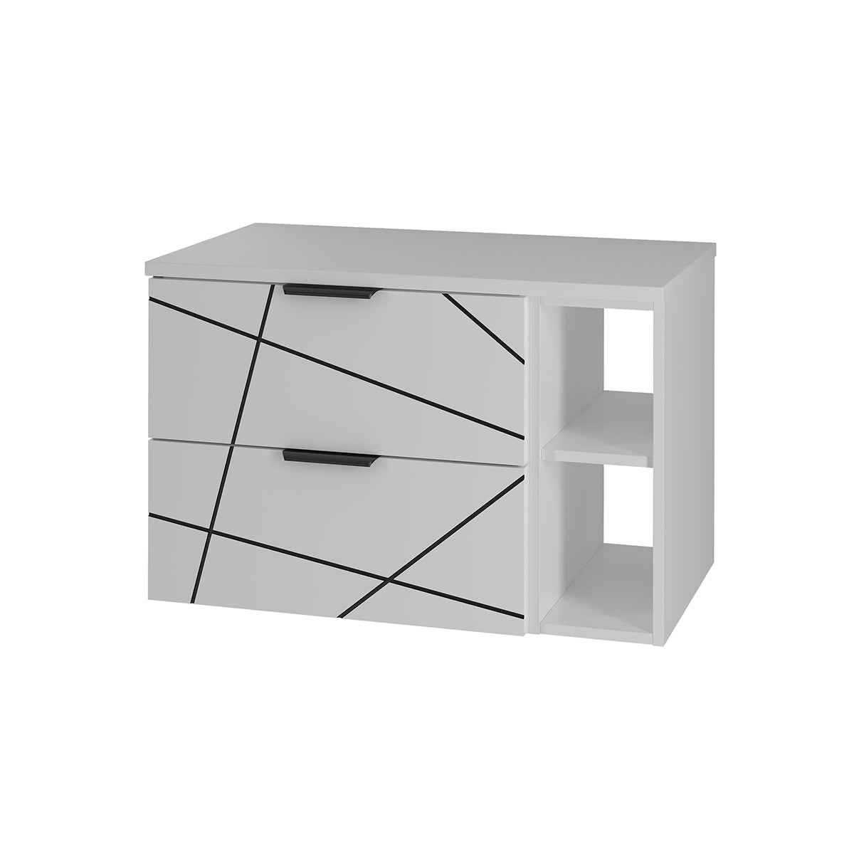 Meuble sous-vasque 80cm 2 niches plan de toilette Teren Blanc
