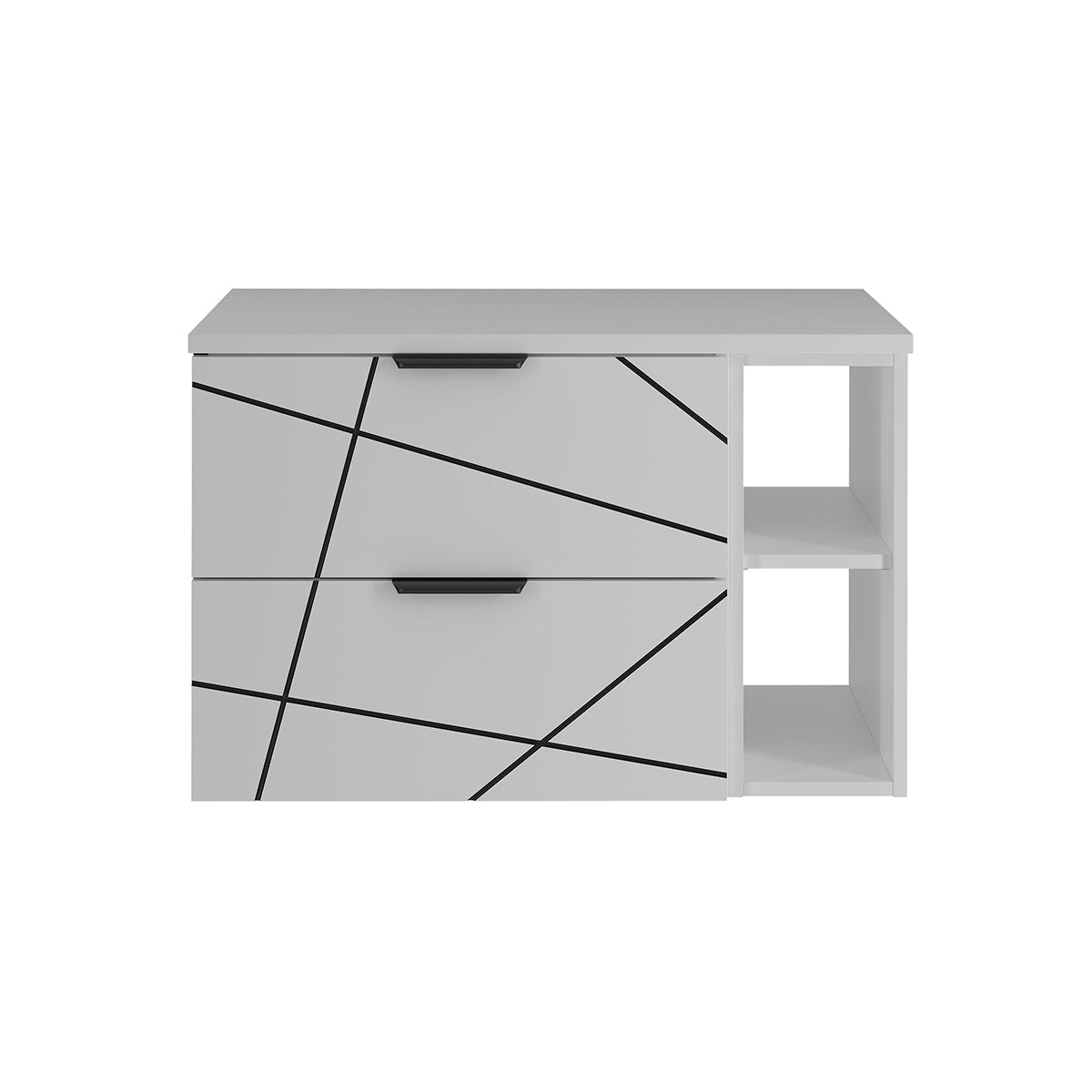 Meuble sous-vasque 80cm 2 niches plan de toilette Teren Blanc - vue 3