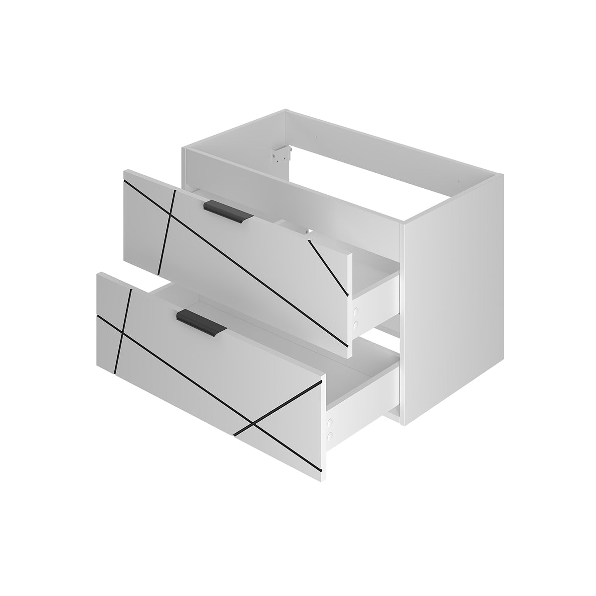 Meuble simple vasque encastrée 80cm Teren Blanc - vue 2
