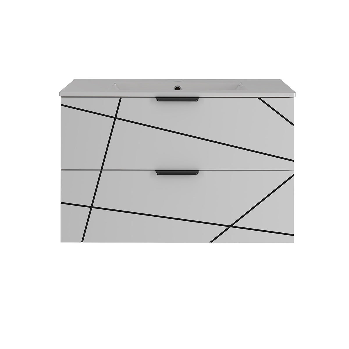 Meuble simple vasque encastrée 80cm Teren Blanc - vue 3