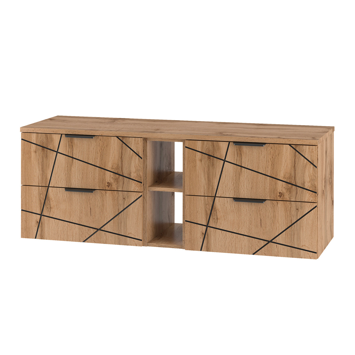 Meuble sous-vasque 140cm 2 niches plan de toilette Teren Bois