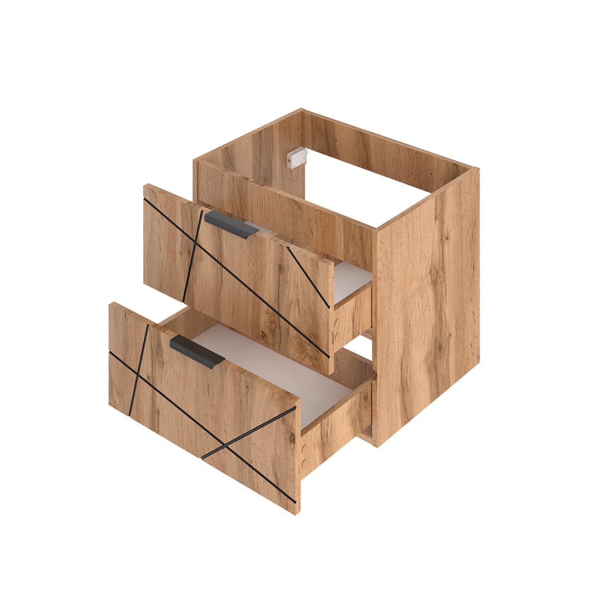 Meuble double vasque 140cm 2 niches Teren Bois - vue 3