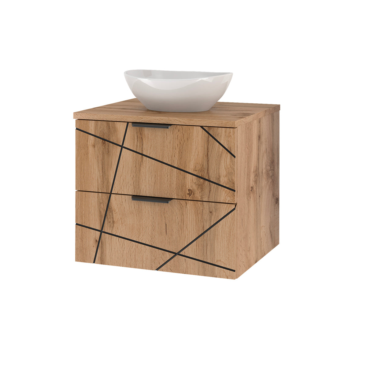 Ensemble meuble simple vasque 60cm et colonne Teren Bois - vue 3