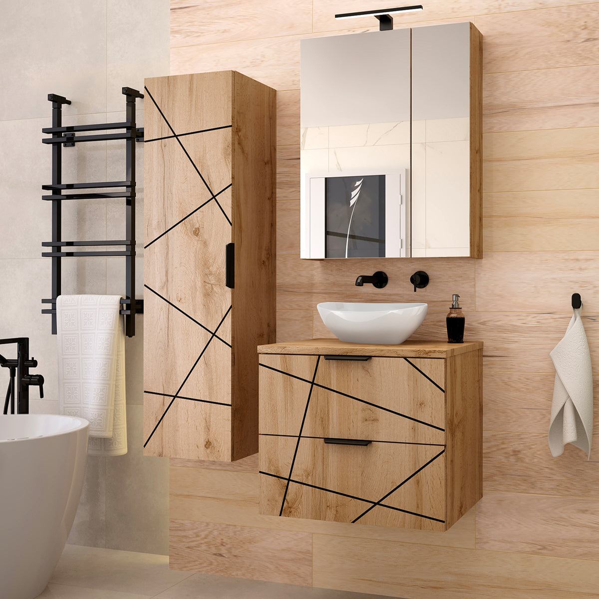 Meuble simple vasque 60cm Teren Bois - vue 5