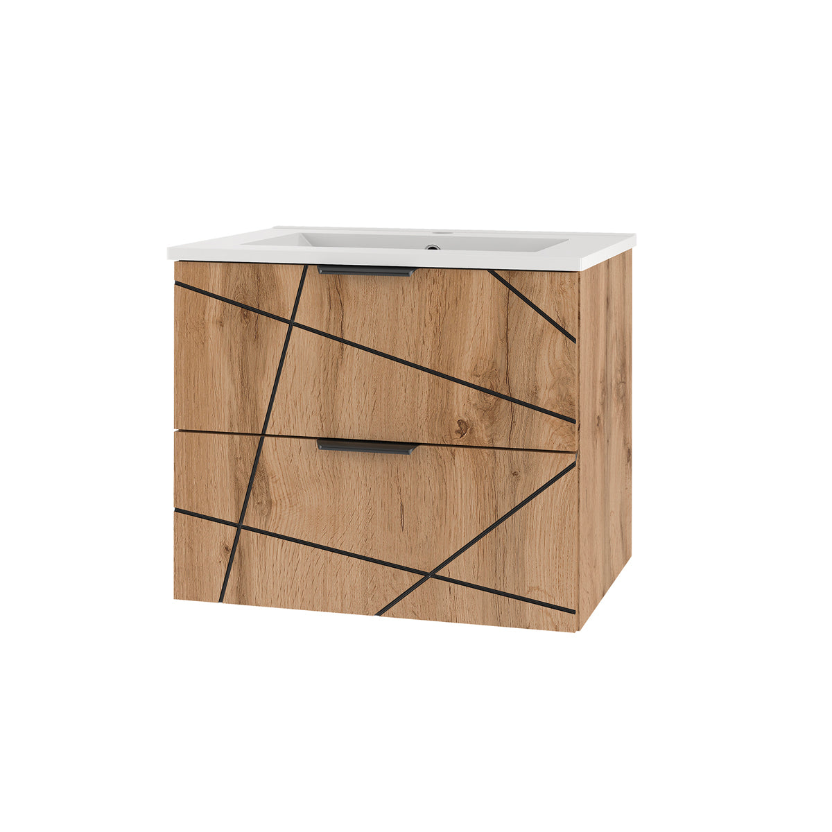 Ensemble meuble simple vasque encastrée 60cm et colonne Teren Bois - vue 3