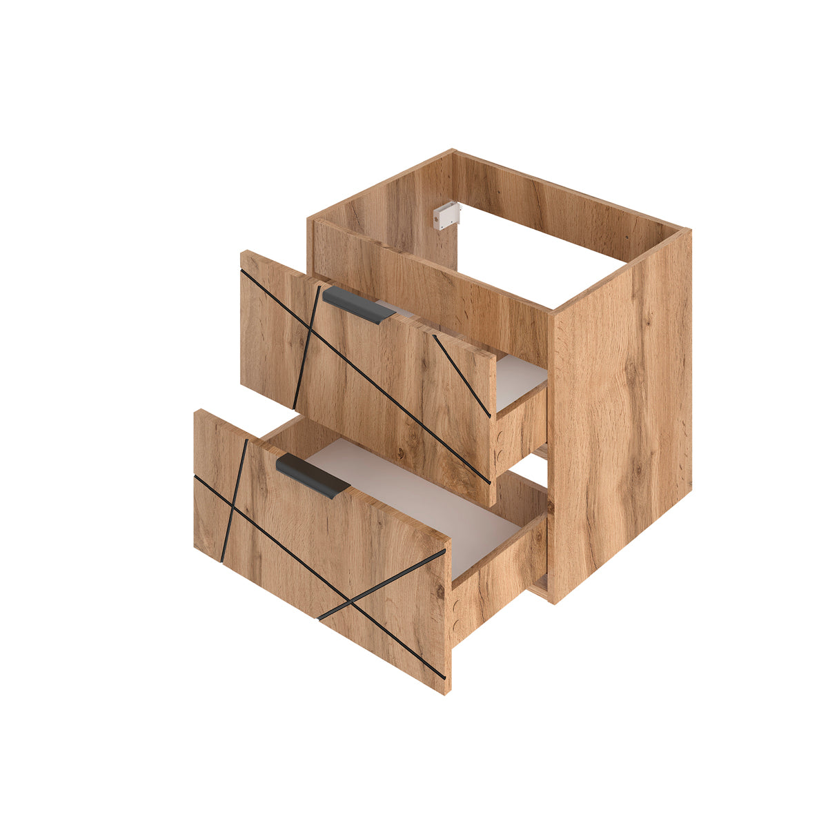 Ensemble meuble simple vasque encastrée 60cm et colonne Teren Bois - vue 4