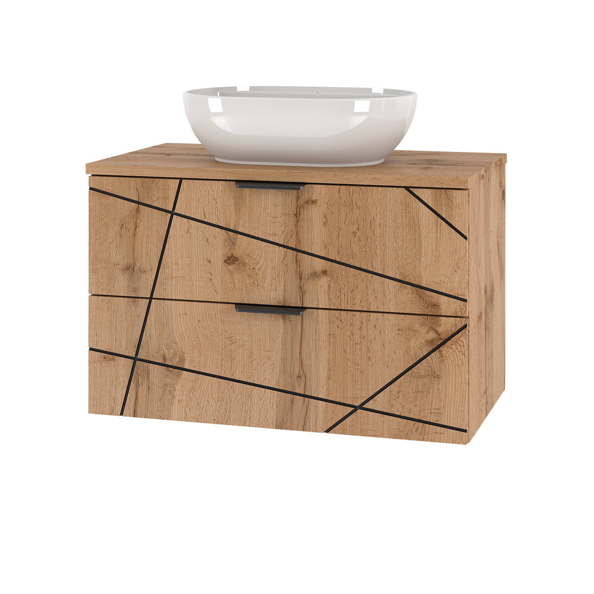 Ensemble meuble simple vasque 80cm et colonne Teren Bois - vue 3