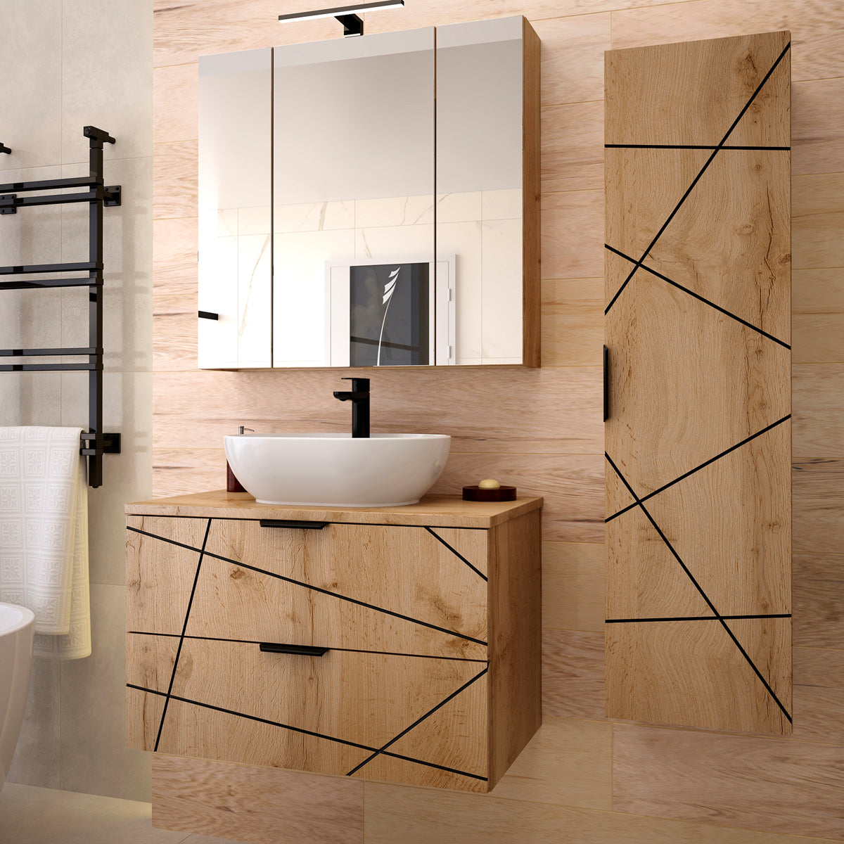 Meuble simple vasque 80cm Teren Bois - vue 5