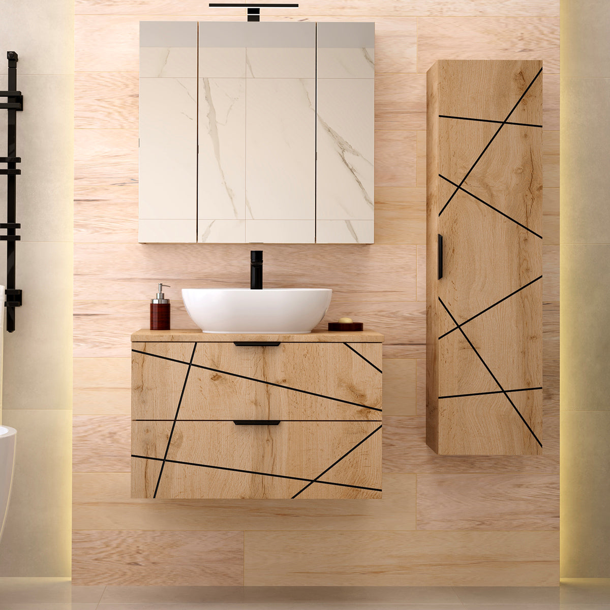 Meuble simple vasque 80cm Teren Bois - vue 6