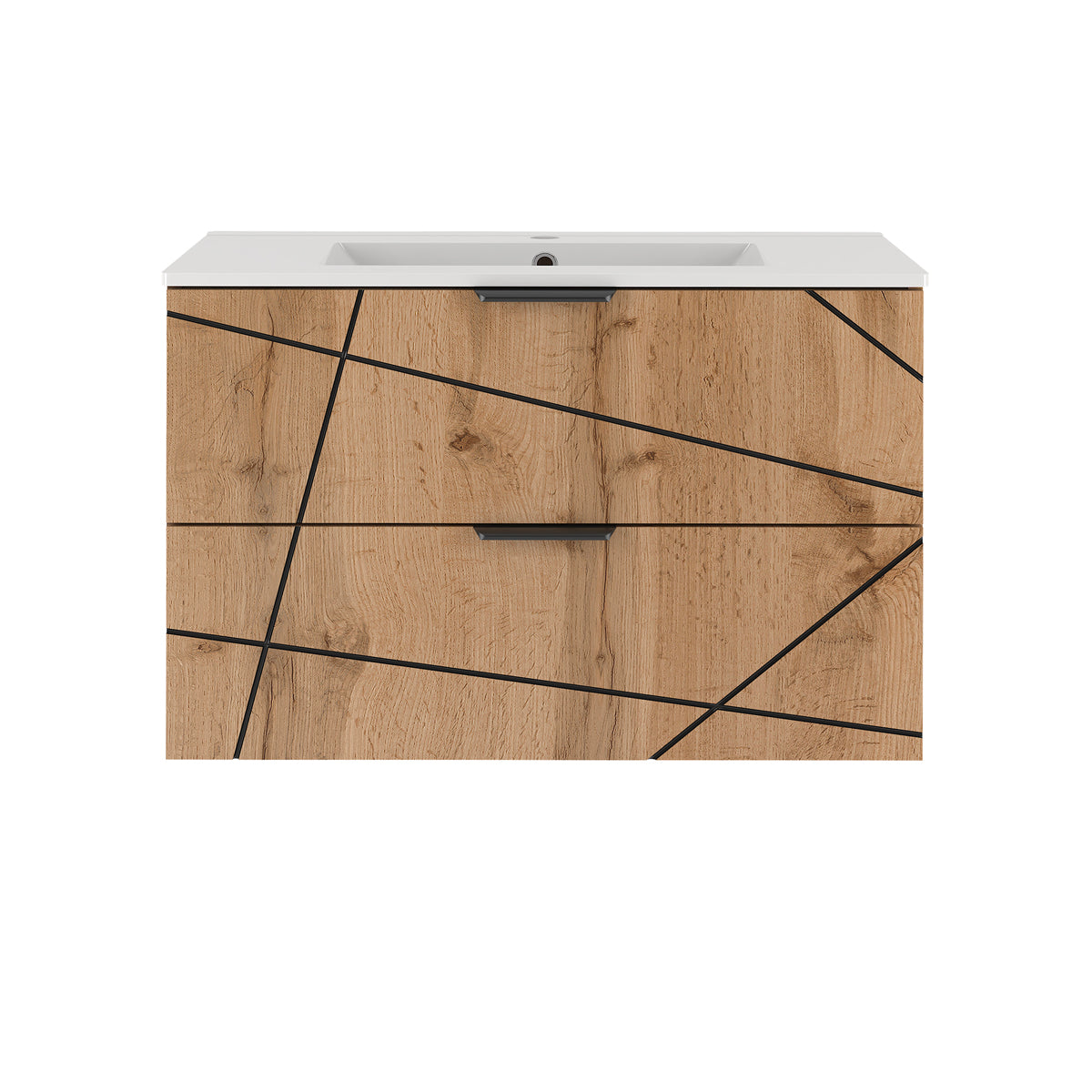 Meuble simple vasque encastrée 80cm Teren Bois - vue 2