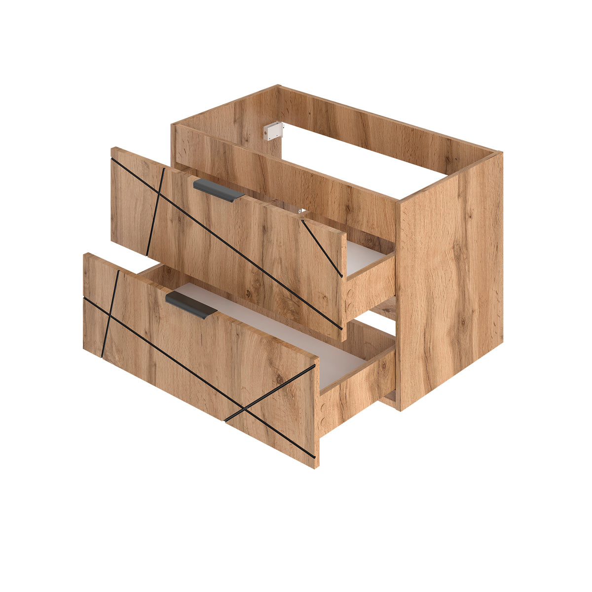 Meuble simple vasque encastrée 80cm Teren Bois - vue 3