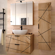 Ensemble meuble simple vasque 80cm et colonne Teren Bois
