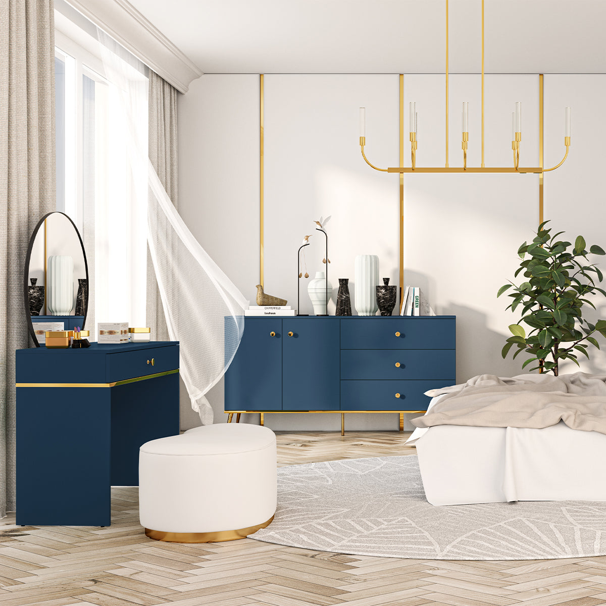 Buffet 2 portes 3 tiroirs Thalia Bleu - vue 4