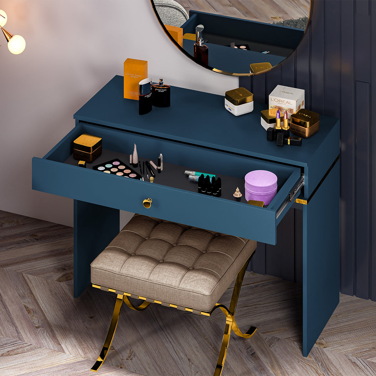 Console Coiffeuse 1 tiroir Thalia Bleu - vue 4