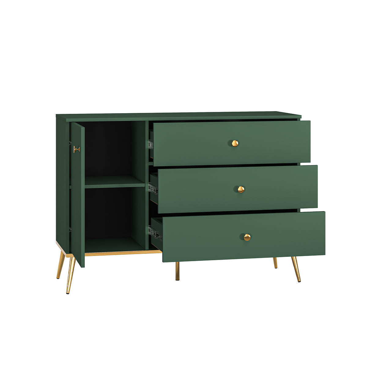 Buffet 1 porte 3 tiroirs Thalia Vert - vue 2