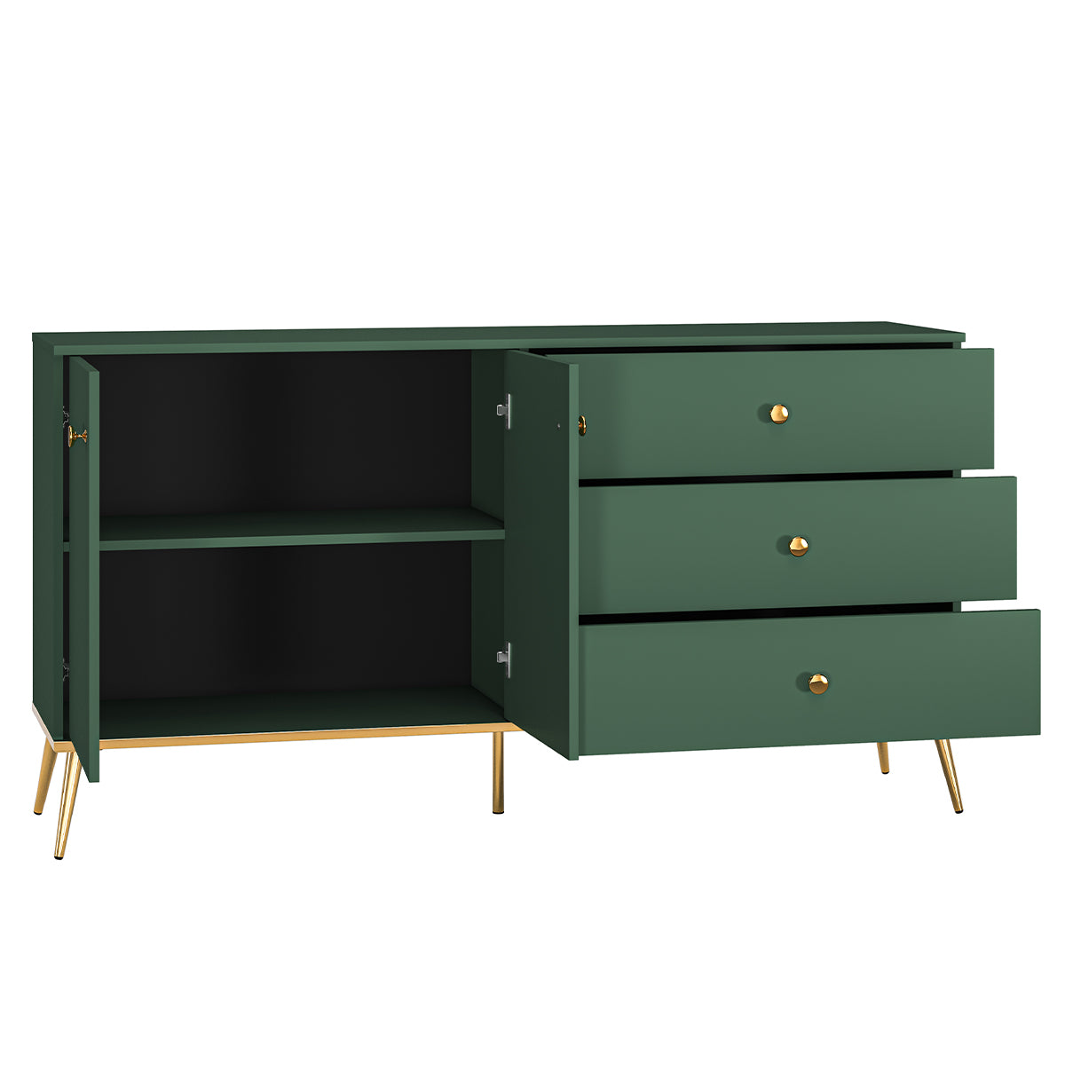 Buffet 2 portes 3 tiroirs Thalia Vert - vue 2