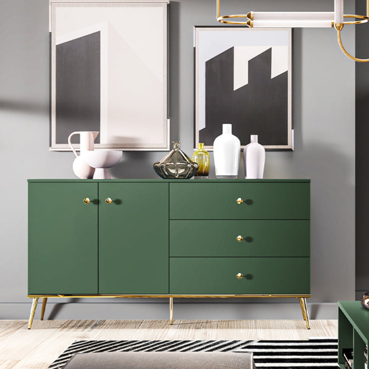 Buffet 2 portes 3 tiroirs Thalia Vert
