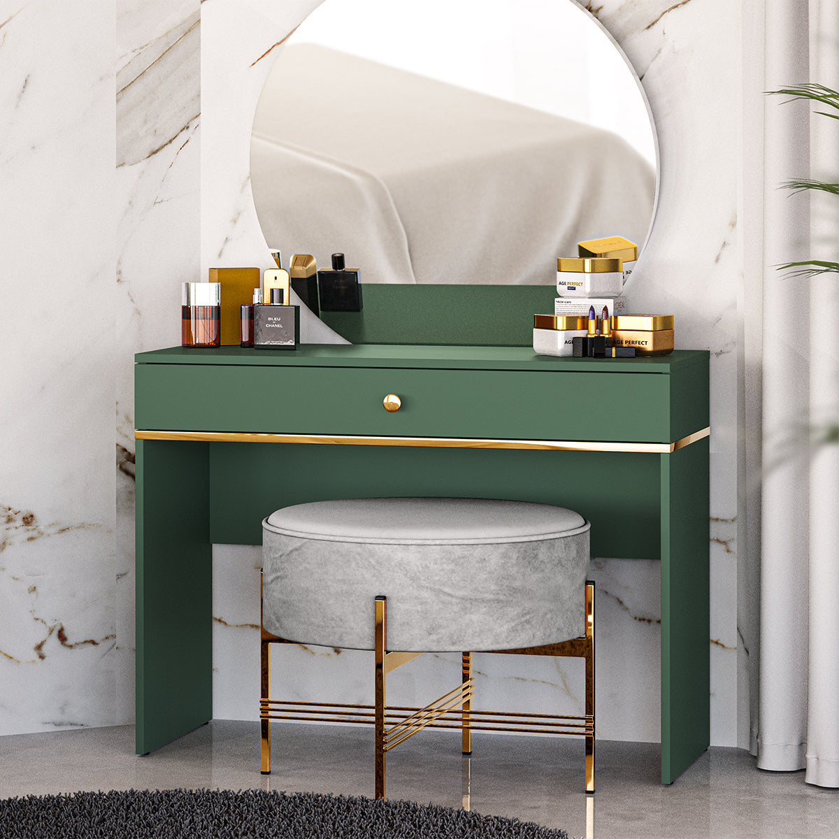Console Coiffeuse 1 tiroir Thalia Vert - vue 3