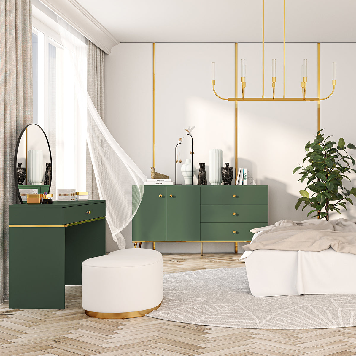 Console Coiffeuse 1 tiroir Thalia Vert - vue 6
