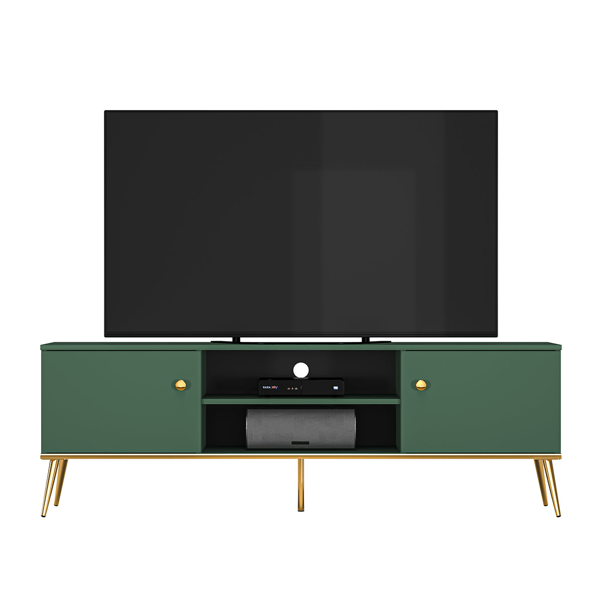 Meuble TV 2 portes 160 cm Thalia Vert - vue 3
