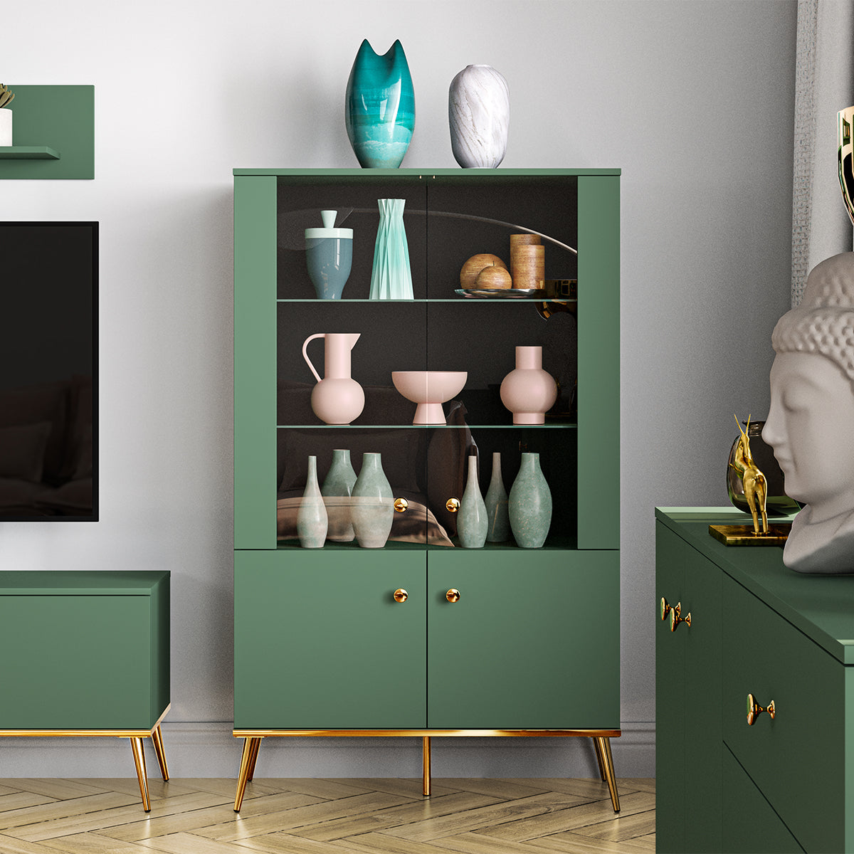 Vaisselier 4 portes Thalia Vert - vue 4
