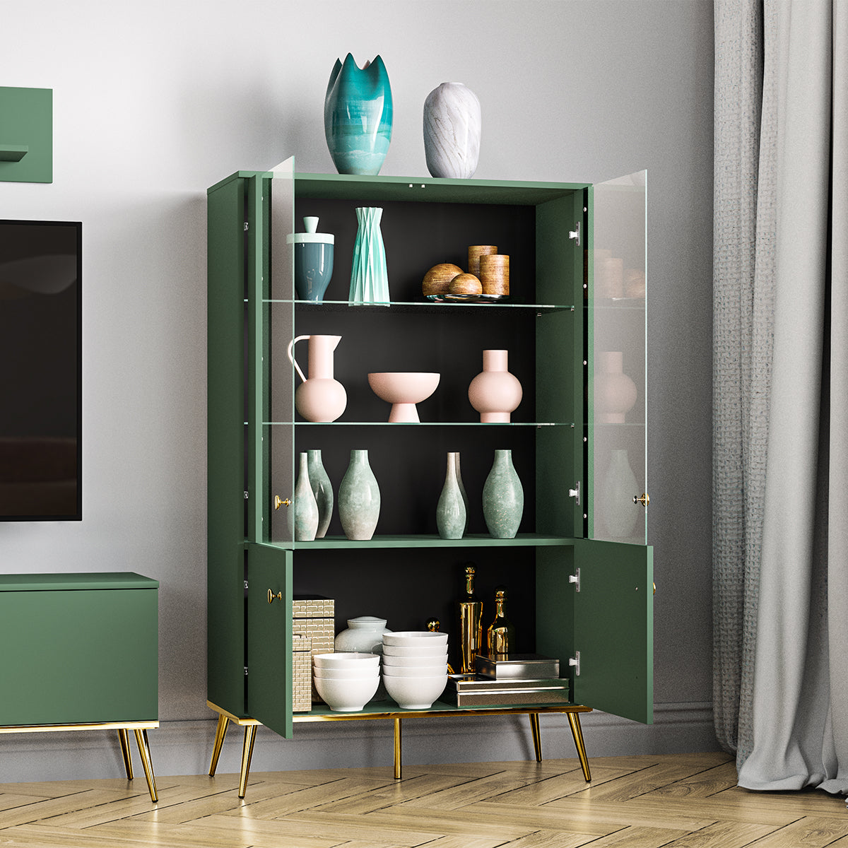 Vaisselier 4 portes Thalia Vert - vue 5