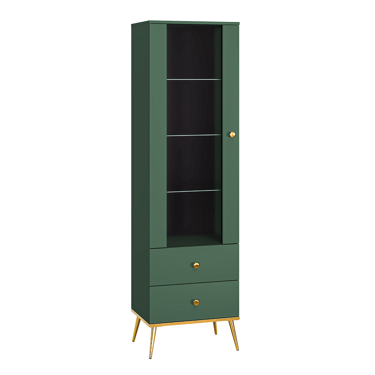 Vitrine 1 porte 2 tiroirs Thalia Vert