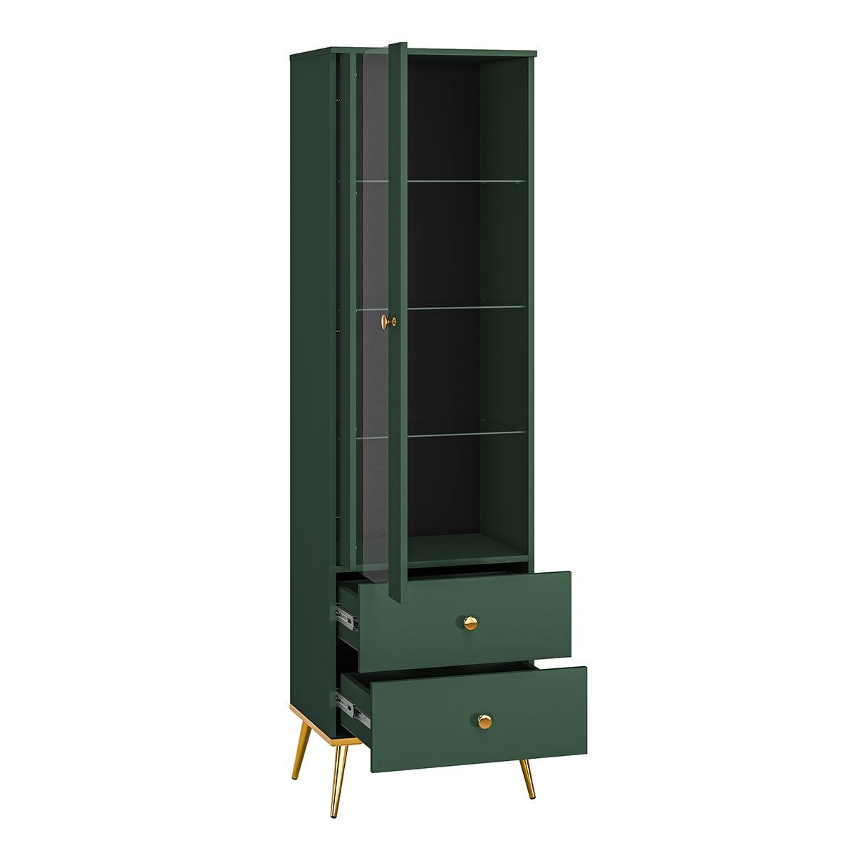 Vitrine 1 porte 2 tiroirs Thalia Vert - vue 2