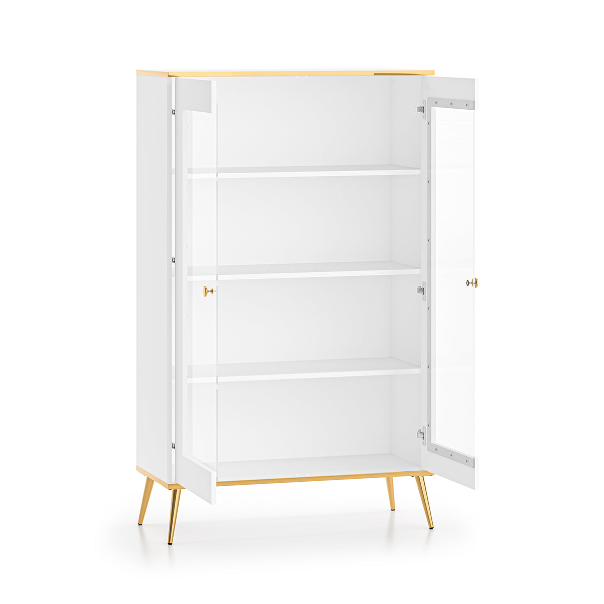 Vaisselier 2 portes Zora Blanc et Doré - vue 2