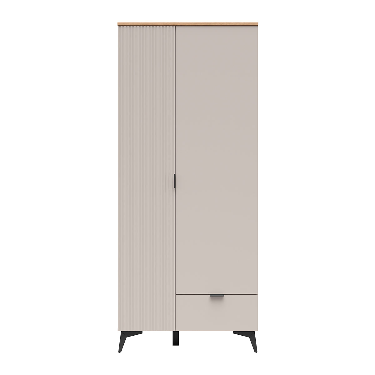 Armoire 2 portes 1 tiroir Vicky Cachemire et Bois - vue 4
