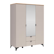 Armoire 3 portes 2 tiroirs Vicky Cachemire et Bois